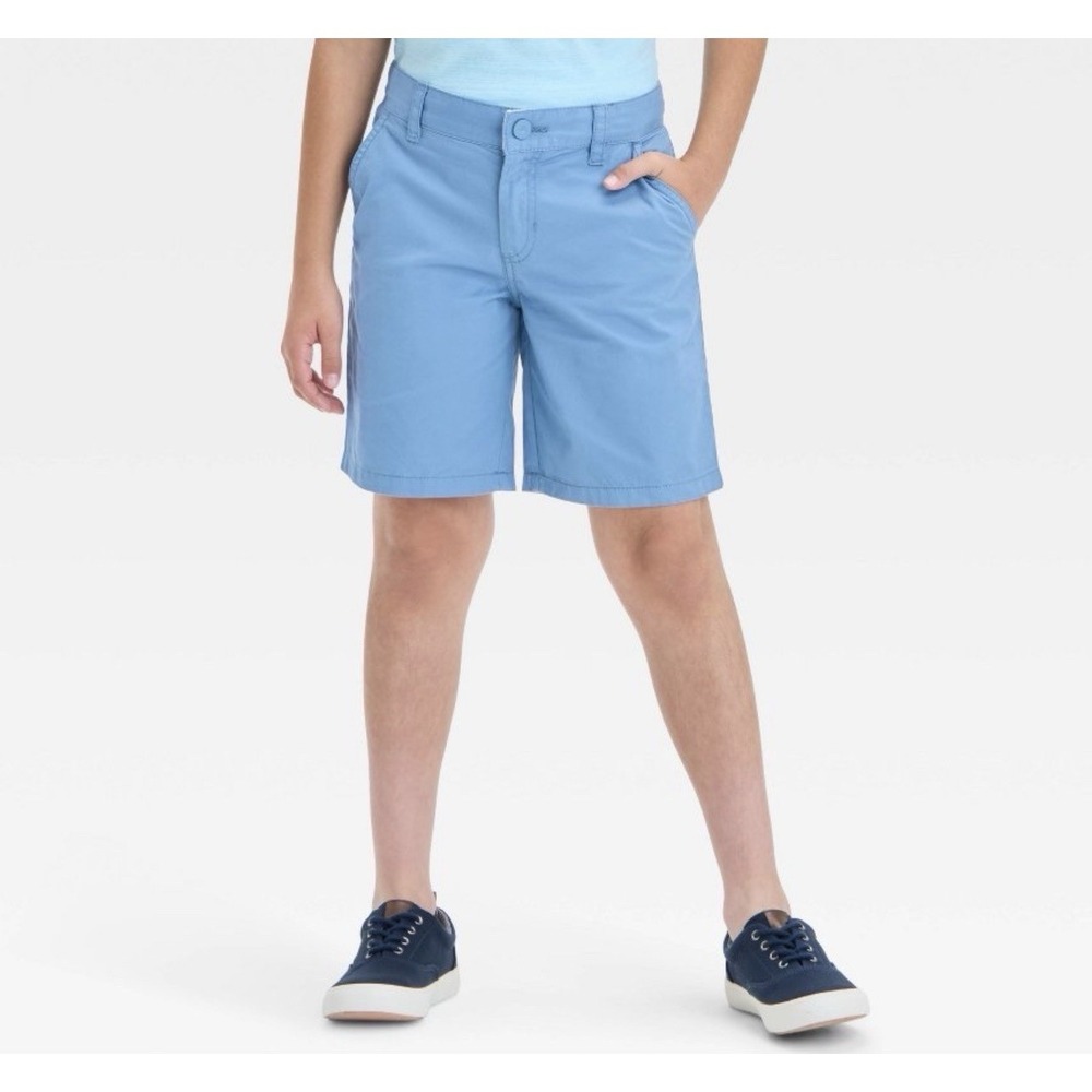 CAT & JACK Chino Shorts Size 10 Boys Kids 100% Cotton Blue Comfort Pockets - Picture 1 of 10